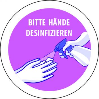 Corona Aufkleber Hände desinfizieren